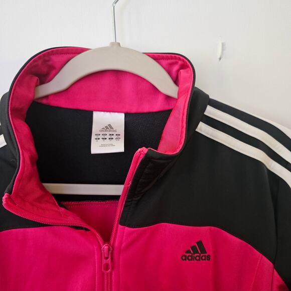 Adidas Full Zip Track Jacket Sz M Sporty Athletic Hot Pink Y2K Skater Blok - Picture 2 of 5